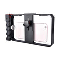 YELANGU YLG0901B Vlogging Transmisión en vivo Smartphone Jaula de plástico Video Rig Filmación Grabación Mango Estabilizador Soporte para iPhone, Galaxy, Huawei, Xiaomi, HTC, LG, Google y otros teléfonos inteligentes, YLG0901B