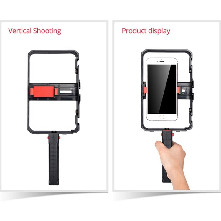 YELANGU YLG0901B Vlogging Transmisión en vivo Smartphone Jaula de plástico Video Rig Filmación Grabación Mango Estabilizador Soporte para iPhone, Galaxy, Huawei, Xiaomi, HTC, LG, Google y otros teléfonos inteligentes, YLG0901B