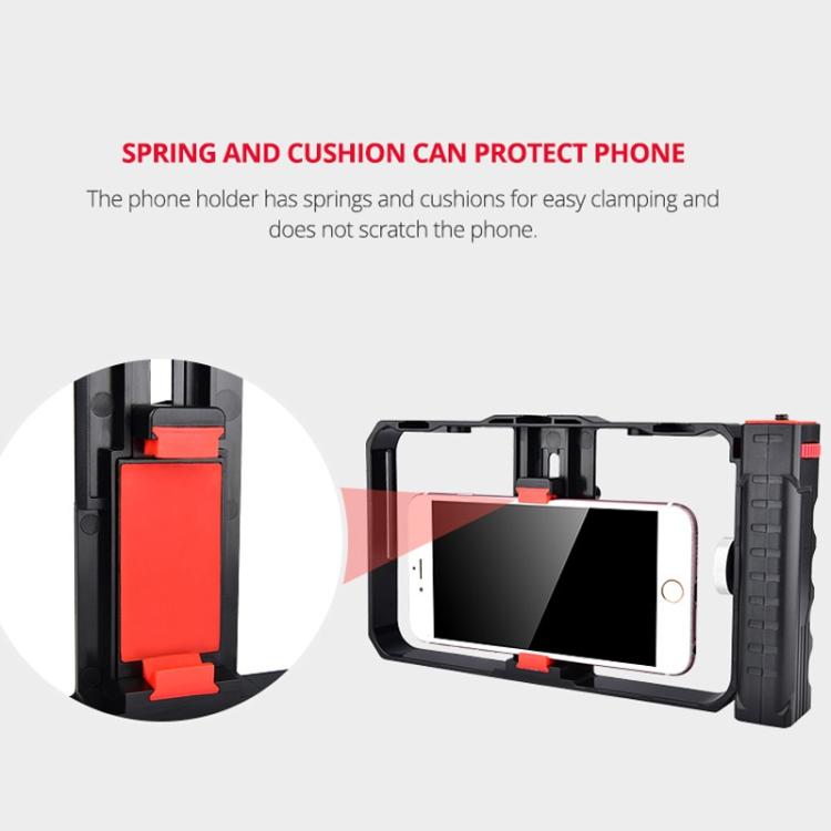 YELANGU YLG0901B Vlogging Transmisión en vivo Smartphone Jaula de plástico Video Rig Filmación Grabación Mango Estabilizador Soporte para iPhone, Galaxy, Huawei, Xiaomi, HTC, LG, Google y otros teléfonos inteligentes, YLG0901B