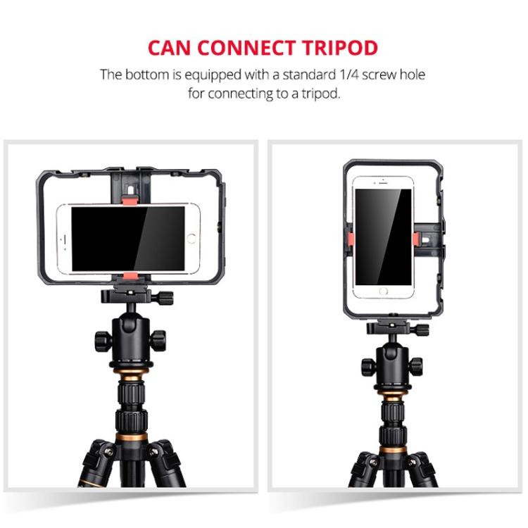 YELANGU YLG0901B Vlogging Transmisión en vivo Smartphone Jaula de plástico Video Rig Filmación Grabación Mango Estabilizador Soporte para iPhone, Galaxy, Huawei, Xiaomi, HTC, LG, Google y otros teléfonos inteligentes, YLG0901B