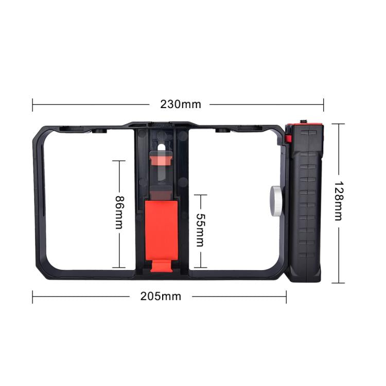 YELANGU YLG0901B Vlogging Transmisión en vivo Smartphone Jaula de plástico Video Rig Filmación Grabación Mango Estabilizador Soporte para iPhone, Galaxy, Huawei, Xiaomi, HTC, LG, Google y otros teléfonos inteligentes, YLG0901B