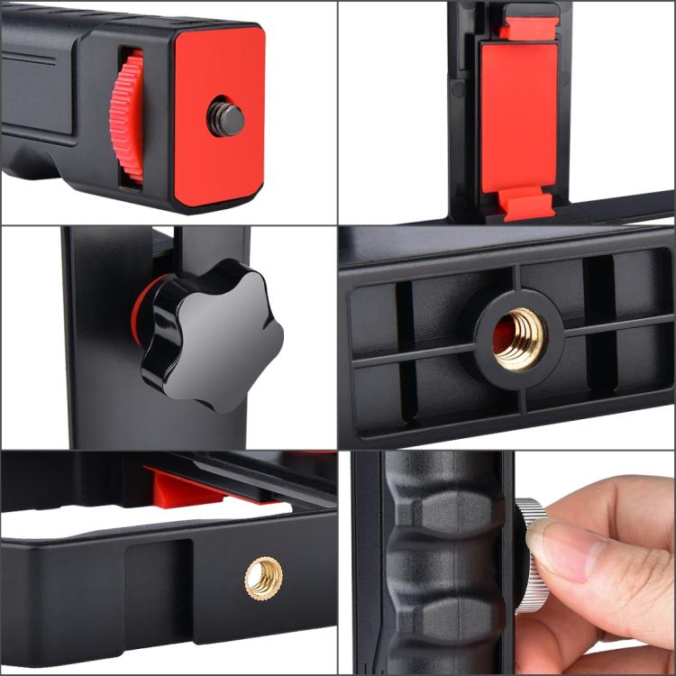 YELANGU YLG0901B Vlogging Transmisión en vivo Smartphone Jaula de plástico Video Rig Filmación Grabación Mango Estabilizador Soporte para iPhone, Galaxy, Huawei, Xiaomi, HTC, LG, Google y otros teléfonos inteligentes, YLG0901B