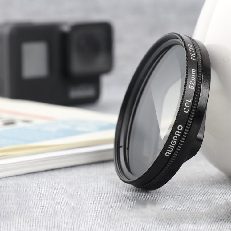 RUIGPRO para GoPro HERO 7/6/5 Filtro de lente CPL profesional de 52 mm con anillo adaptador de filtro y tapa de lente, CPL Lens