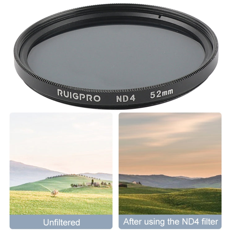 RUIGPRO para GoPro HERO 7/6/5 Filtro de lente profesional ND4 de 52 mm con anillo adaptador de filtro y tapa de lente, ND4 Lens