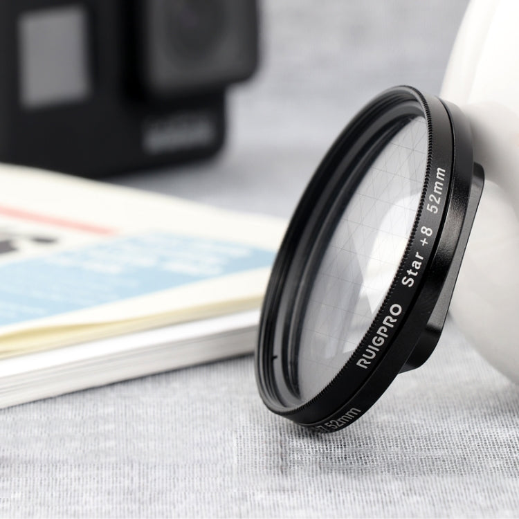 RUIGPRO para GoPro HERO 7/6/5 Filtro de lente profesional con efecto estrella de 52 mm 8X con anillo adaptador de filtro y tapa de lente, Star Effect Lens