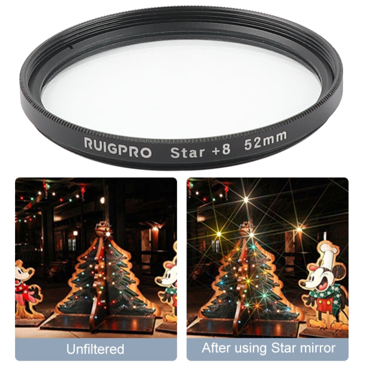 RUIGPRO para GoPro HERO 7/6/5 Filtro de lente profesional con efecto estrella de 52 mm 8X con anillo adaptador de filtro y tapa de lente, Star Effect Lens