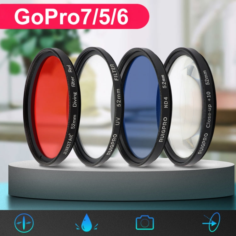 RUIGPRO para GoPro HERO 7/6/5 Filtro de lente profesional con efecto estrella de 52 mm 8X con anillo adaptador de filtro y tapa de lente, Star Effect Lens