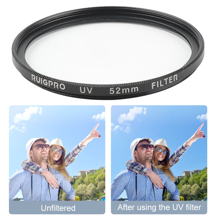 RUIGPRO para GoPro HERO 7/6/5 Filtro de lente UV profesional de 52 mm con anillo adaptador de filtro y tapa de lente, UV Lens
