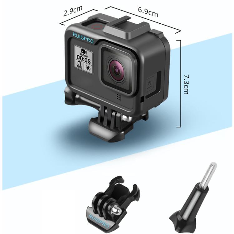 RUIGPRO para GoPro HERO8 Funda protectora de montaje en marco ABS de PC con borde estándar negro