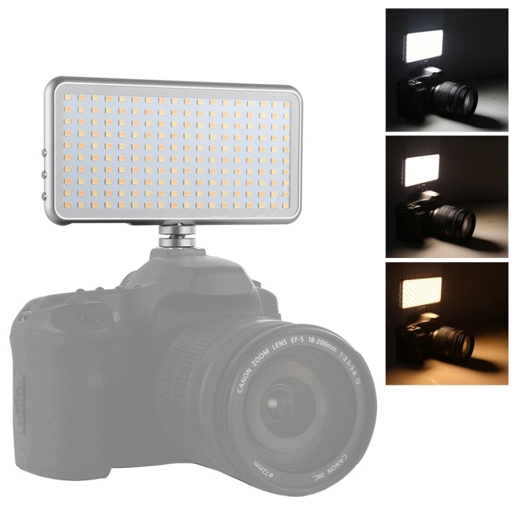 LED011S Bolsillo 180 LED Luz de estudio fotográfico y video para fotografía profesional con pantalla OLED y soporte adaptador de zapata fría para cámaras DSLR Canon / Nikon, 180 LED