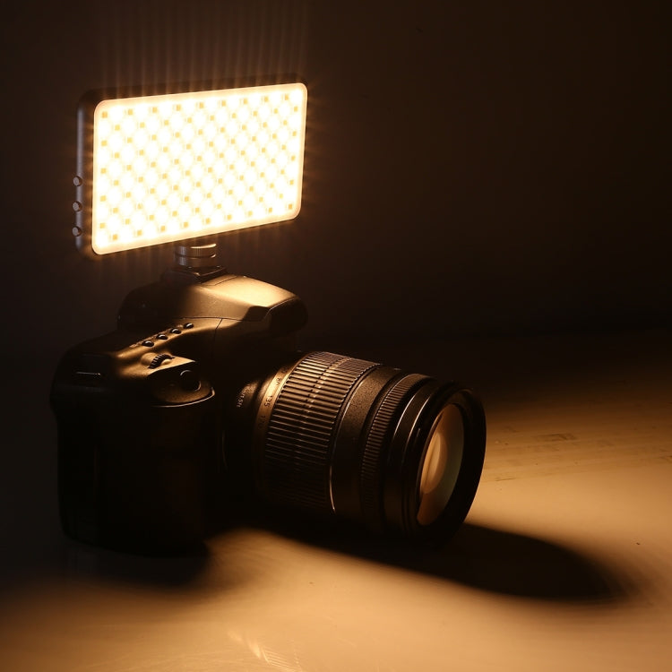 LED011S Bolsillo 180 LED Luz de estudio fotográfico y video para fotografía profesional con pantalla OLED y soporte adaptador de zapata fría para cámaras DSLR Canon / Nikon, 180 LED