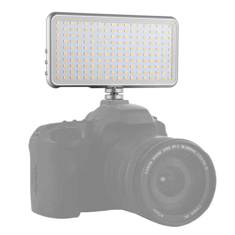 LED011S Bolsillo 180 LED Luz de estudio fotográfico y video para fotografía profesional con pantalla OLED y soporte adaptador de zapata fría para cámaras DSLR Canon / Nikon, 180 LED