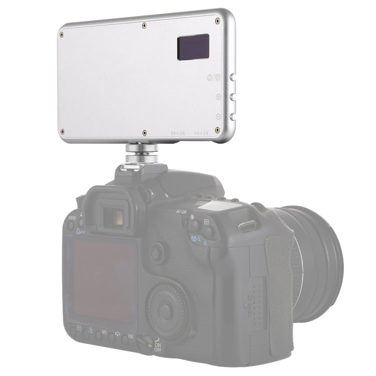 LED011S Bolsillo 180 LED Luz de estudio fotográfico y video para fotografía profesional con pantalla OLED y soporte adaptador de zapata fría para cámaras DSLR Canon / Nikon, 180 LED