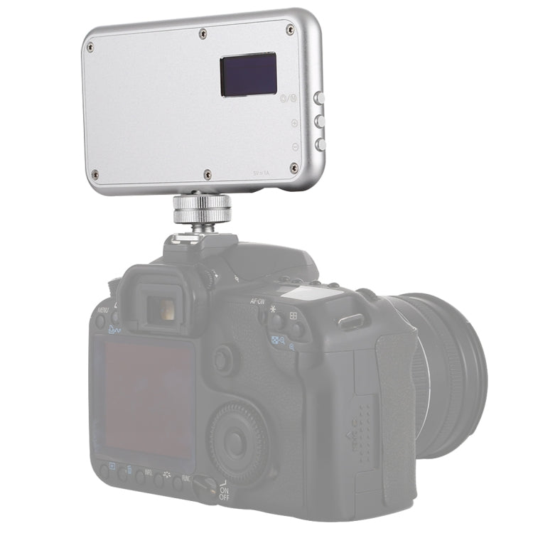 LED-013 Bolsillo 112 LED Luz de estudio fotográfico y video para fotografía profesional Vlogging con pantalla OLED y soporte adaptador de zapata fría para cámaras DSLR Canon / Nikon, 112 LED