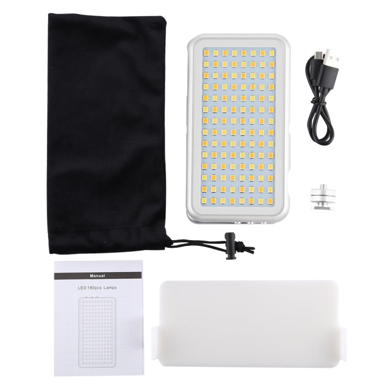 LED-013 Bolsillo 112 LED Luz de estudio fotográfico y video para fotografía profesional Vlogging con pantalla OLED y soporte adaptador de zapata fría para cámaras DSLR Canon / Nikon, 112 LED