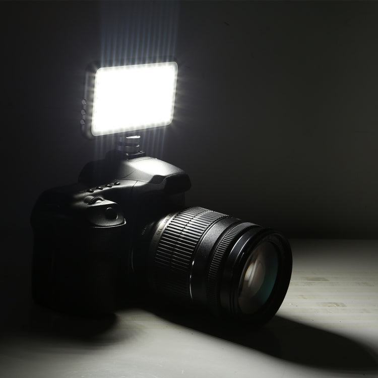 LED-013 Bolsillo 112 LED Luz de estudio fotográfico y video para fotografía profesional Vlogging con pantalla OLED y soporte adaptador de zapata fría para cámaras DSLR Canon / Nikon, 112 LED
