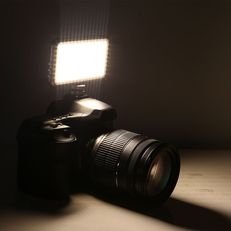 LED-013 Bolsillo 112 LED Luz de estudio fotográfico y video para fotografía profesional Vlogging con pantalla OLED y soporte adaptador de zapata fría para cámaras DSLR Canon / Nikon, 112 LED