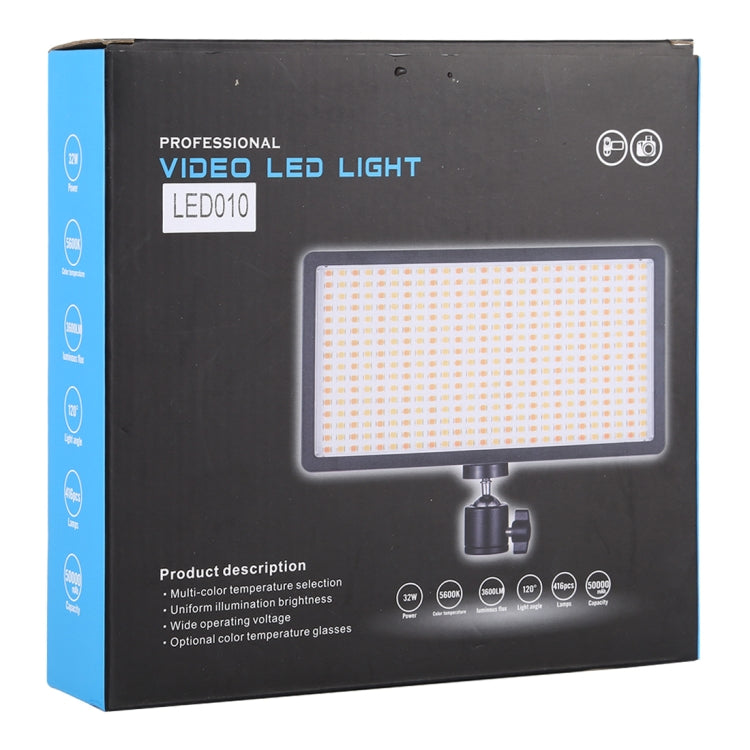 LED01 416 LED 3600LM Luz de estudio fotográfico y vídeo para fotografía profesional Vlogging para cámaras DSLR Canon / Nikon, 416 LED