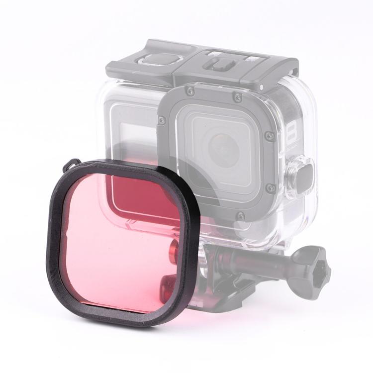 Filtro de lente de color de buceo de carcasa cuadrada para GoPro HERO8 carcasa impermeable Original negra, Pink, Purple, Red