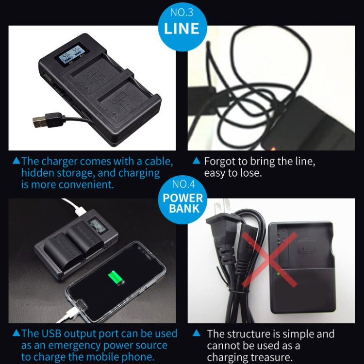 Cargador LCD digital de batería SLR para cámara digital LP-E6 para la serie Canon, LP-E6