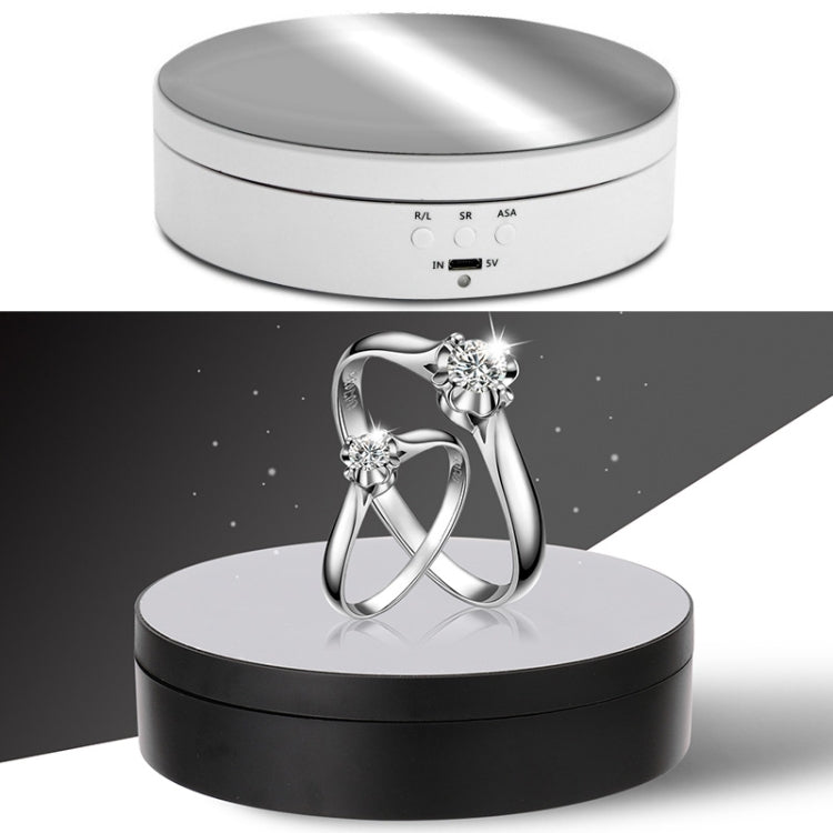 13,8 cm estilo espejo carga USB inteligente giratorio de 360 grados soporte de exhibición accesorios de grabación de vídeo plato giratorio para fotografía, carga 3 kg, 13.8cm Mirror/Powered by USB(W)