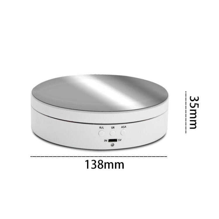 13,8 cm estilo espejo carga USB inteligente giratorio de 360 grados soporte de exhibición accesorios de grabación de vídeo plato giratorio para fotografía, carga 3 kg, 13.8cm Mirror/Powered by USB(W)