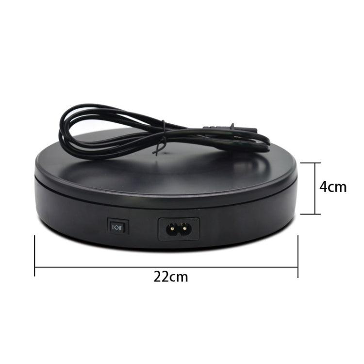 Soporte de mesa giratoria de exhibición eléctrico rotatorio de 22cm, accesorios de grabación de vídeo en vivo, plataforma de exhibición de joyería y zapatos, enchufe de EE. UU., 22cm(Black), 22cm(White)