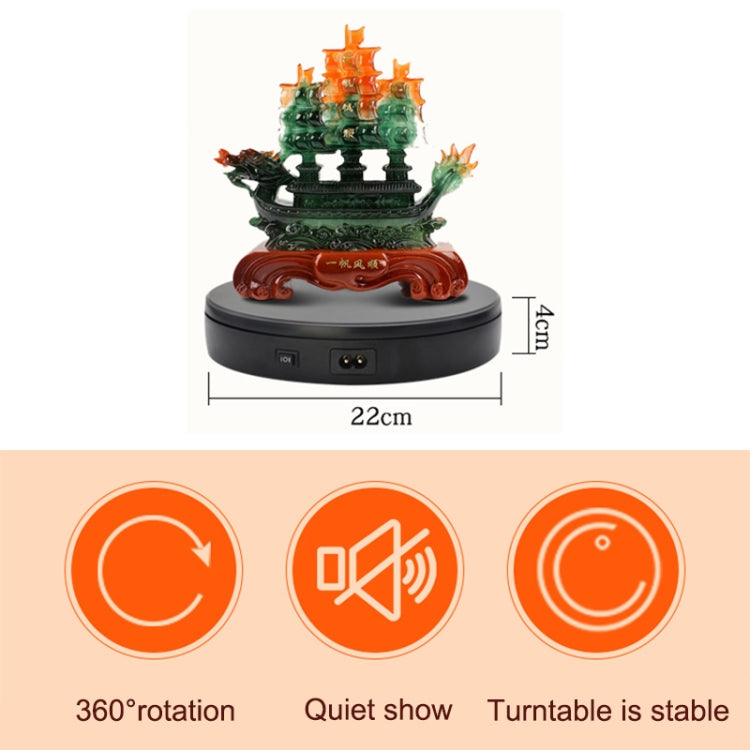 Soporte de mesa giratoria de exhibición eléctrico rotatorio de 22cm, accesorios de grabación de vídeo en vivo, plataforma de exhibición de joyería y zapatos, enchufe de EE. UU., 22cm(Black), 22cm(White)