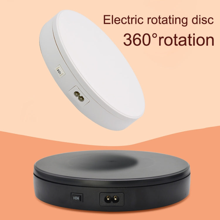Soporte de mesa giratoria de exhibición eléctrico rotatorio de 22cm, accesorios de grabación de vídeo en vivo, plataforma de exhibición de joyería y zapatos, enchufe de EE. UU., 22cm(Black), 22cm(White)