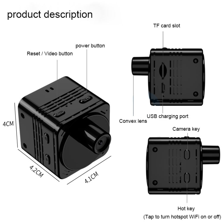 Mini cámara grabadora DV R89 Full HD 1080P WiFi, compatible con detección de monitor, visión nocturna, grabación en bucle y tarjeta TF, R89