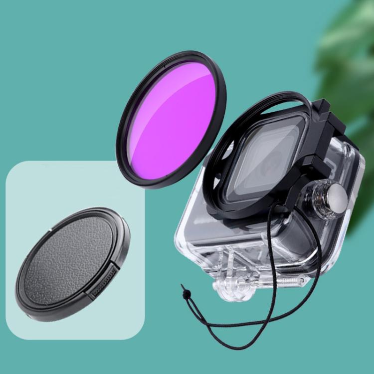 RUIGPRO para GoPro HERO8 Professional 58 mm Color Carcasa de buceo Filtro de lente + Carcasa de buceo Estuche impermeable con anillo adaptador de filtro y tapa de lente