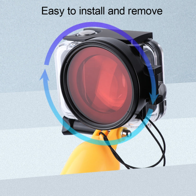 RUIGPRO para GoPro HERO8 Professional 58 mm Color Carcasa de buceo Filtro de lente + Carcasa de buceo Estuche impermeable con anillo adaptador de filtro y tapa de lente
