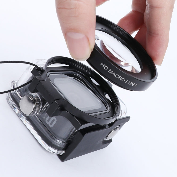 RUIGPRO para GoPro HERO8 Professional 58 mm 16X Lente macro Filtro de carcasa de buceo + Carcasa de buceo Estuche impermeable con anillo adaptador de filtro y tapa de lente