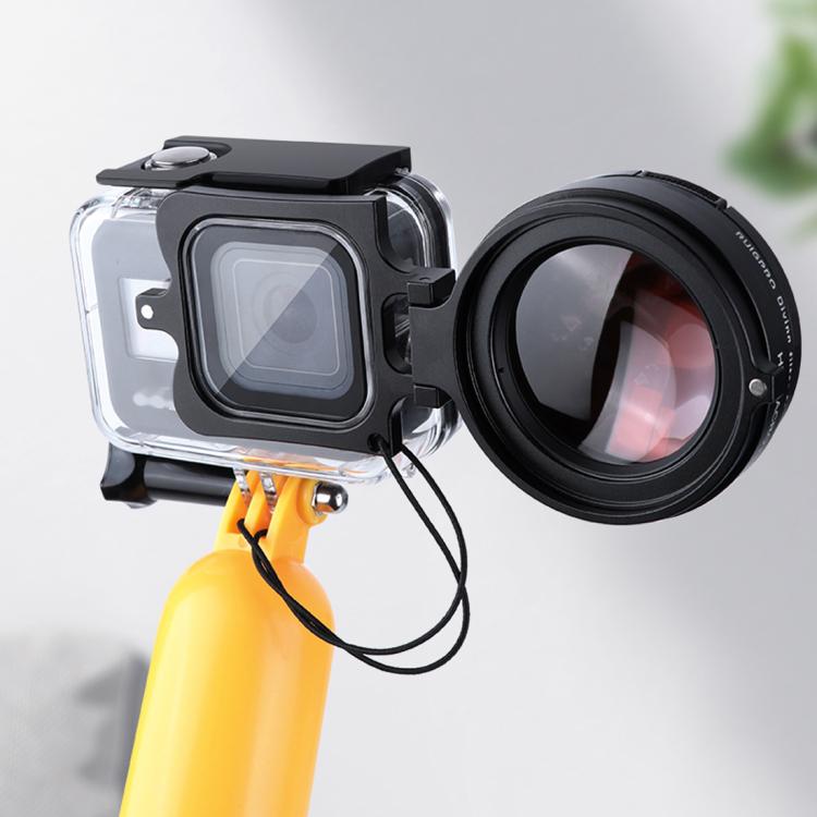 RUIGPRO para GoPro HERO8 58mm 16X Lente Macro + Filtro de Lente de Buceo Rojo/Púrpura + Kits de Estuche Impermeable con Carcasa de Buceo con Anillo Adaptador de Filtro y Tapa de Lente