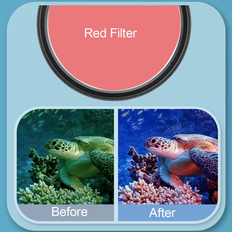 RUIGPRO para GoPro HERO8 58mm 16X Lente Macro + Filtro de Lente de Buceo Rojo/Púrpura + Kits de Estuche Impermeable con Carcasa de Buceo con Anillo Adaptador de Filtro y Tapa de Lente