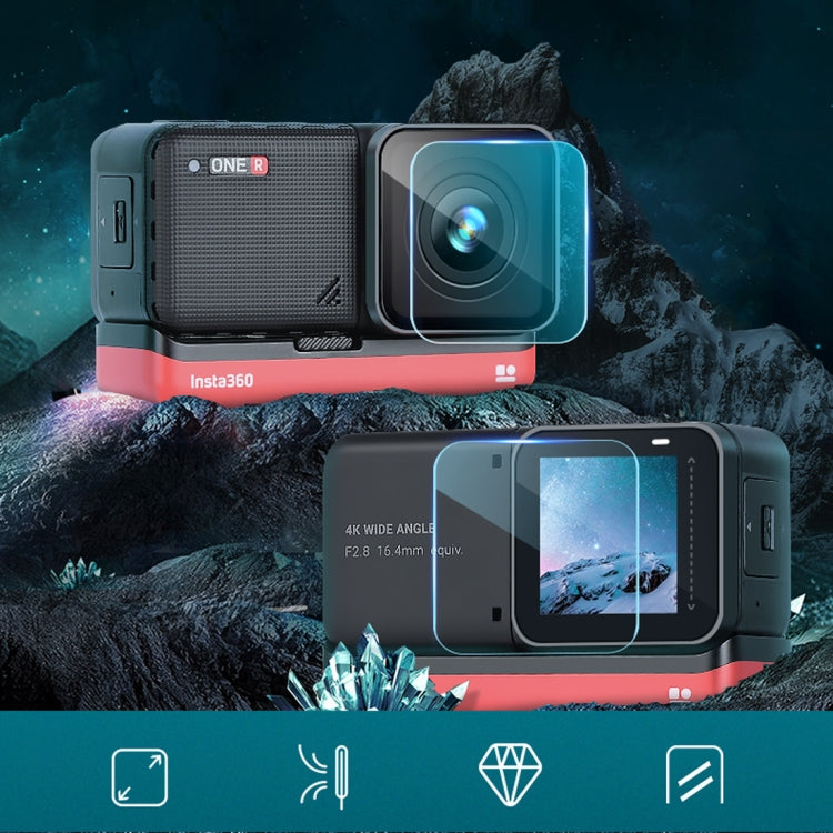 Lente + Película de vidrio templado con pantalla LCD para Insta 360 One R 4K, For Insta 360 One R 4K