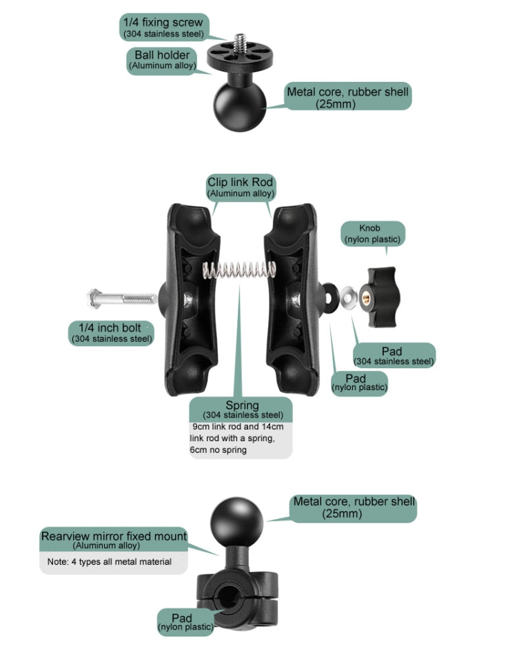 Soporte fijo para motocicleta con biela M10 de 9 cm con adaptador de trípode y tornillo para GoPro Hero11 Black / HERO10 Black /9 Black /8 Black /7/6/5/5 Session /4 Session /4/3+ /3/2/1,DJI Osmo Action y otras cámaras de acción                         ...