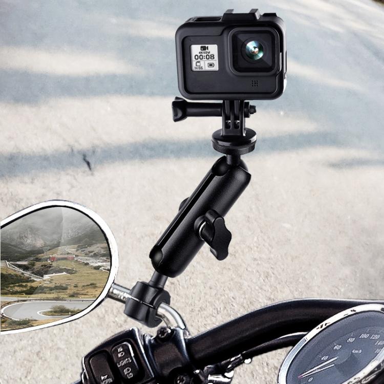 Biela de 9 cm Cabezal de bola de 20 mm Soporte de montaje fijo para espejo retrovisor de motocicleta con adaptador de trípode y tornillo para GoPro Hero11 Black / HERO10 Black /9 Black /8 Black /7/6/5/5 Session /4 Session /4/3+ /3 /2/1, DJI Osmo Action...