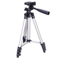 3120 Trípode para transmisión en vivo Patas plegables de 4 secciones Montura de trípode de aleación de aluminio con cabezal de trípode tridimensional en forma de U para DSLR y cámara digital, altura ajustable: 34-103 cm, 3120 Silver, 3120 Black