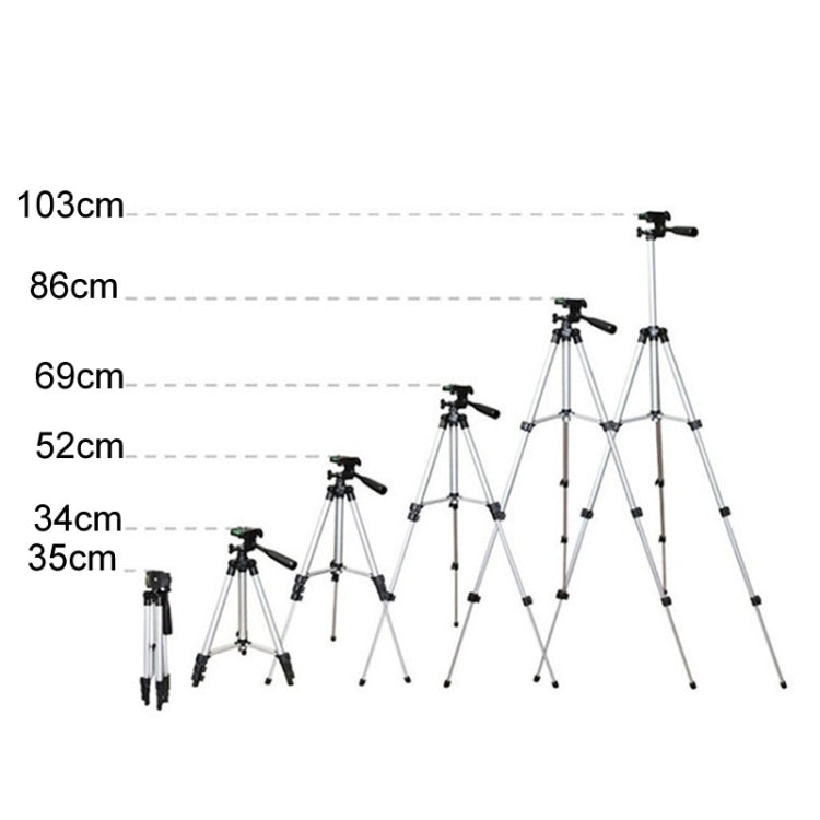 3120 Trípode para transmisión en vivo Patas plegables de 4 secciones Montura de trípode de aleación de aluminio con cabezal de trípode tridimensional en forma de U para DSLR y cámara digital, altura ajustable: 34-103 cm, 3120 Silver, 3120 Black