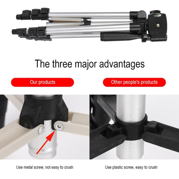3120 Trípode para transmisión en vivo Patas plegables de 4 secciones Montura de trípode de aleación de aluminio con cabezal de trípode tridimensional en forma de U para DSLR y cámara digital, altura ajustable: 34-103 cm, 3120 Silver, 3120 Black