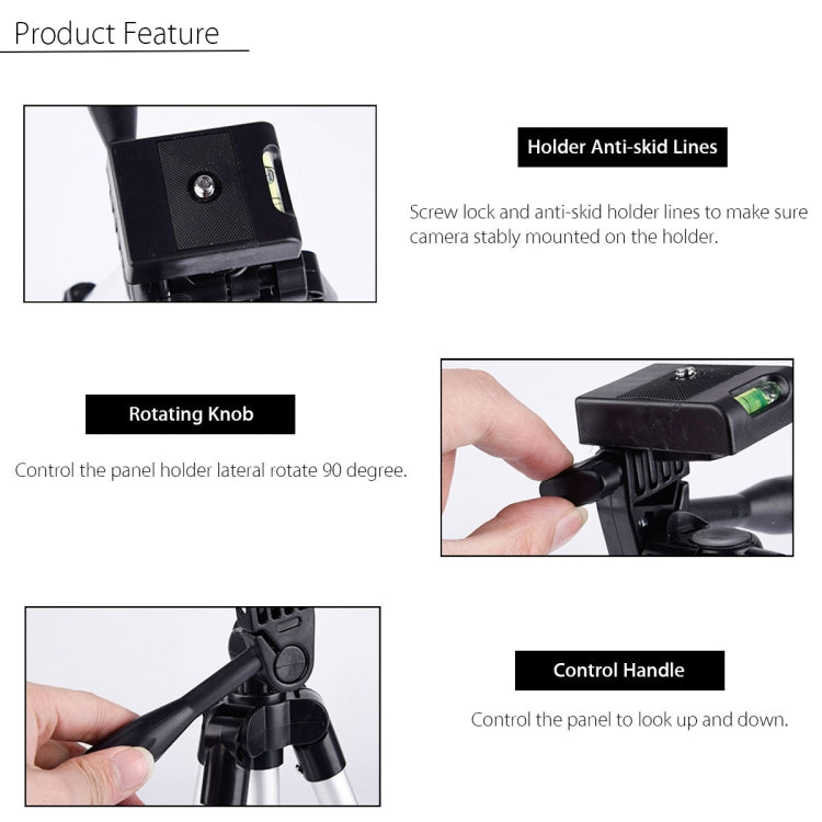 3120 Trípode para transmisión en vivo Patas plegables de 4 secciones Montura de trípode de aleación de aluminio con cabezal de trípode tridimensional en forma de U para DSLR y cámara digital, altura ajustable: 34-103 cm, 3120 Silver, 3120 Black