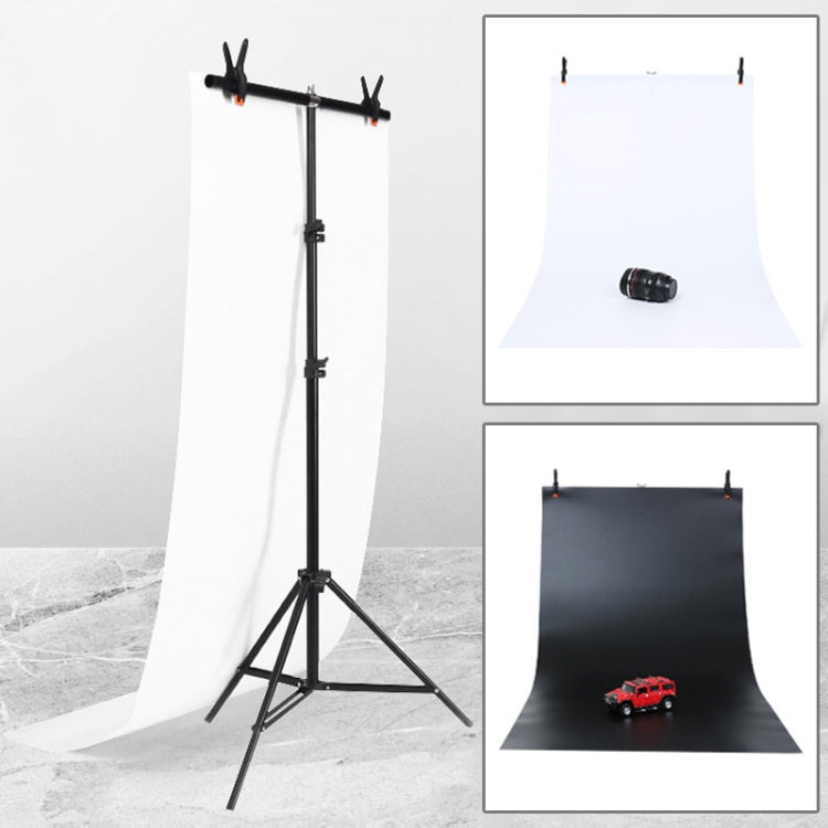 Fondo de estudio fotográfico en forma de T de 70x200cm, soporte de fondo, Kit de soporte de barra transversal con fondos de 70x140cm en blanco y negro, 70x200cm with Backdrops