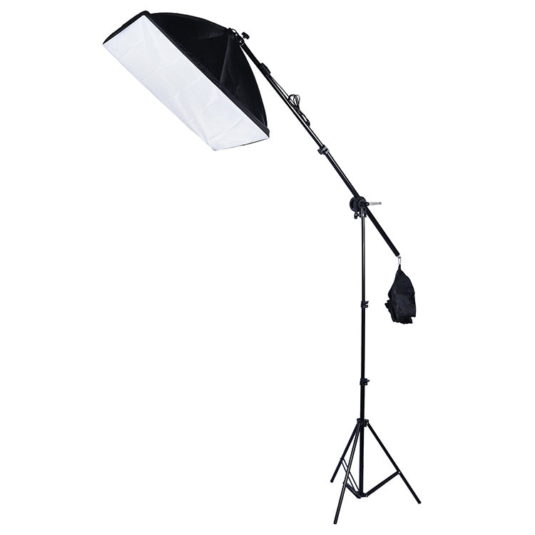 Softbox de luz individual de 50x70cm + soporte de montaje en trípode para iluminación de fotografía de 2m + soporte de barra transversal de brazo, juego de luces de Flash de estudio