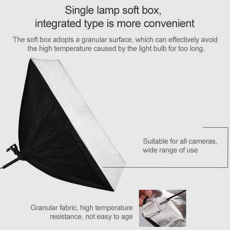 Softbox de luz individual de 50x70cm + soporte de montaje en trípode para iluminación de fotografía de 2m + soporte de barra transversal de brazo, juego de luces de Flash de estudio