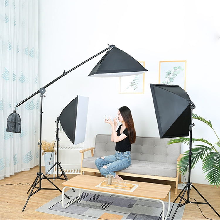 Softbox de luz individual de 50x70cm + soporte de montaje en trípode para iluminación de fotografía de 2m + soporte de barra transversal de brazo, juego de luces de Flash de estudio