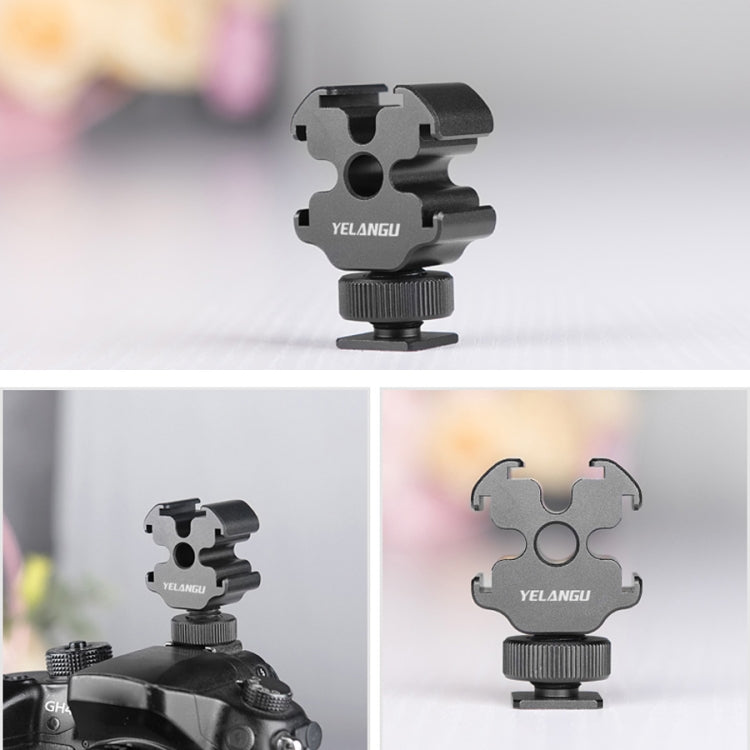 YELANGU YLG0601A A68 Adaptador de montaje en zapata fría de 3 cabezales Soporte de metal para luz de flash para micrófono, YELANGU A68 3-Head Cold Shoe