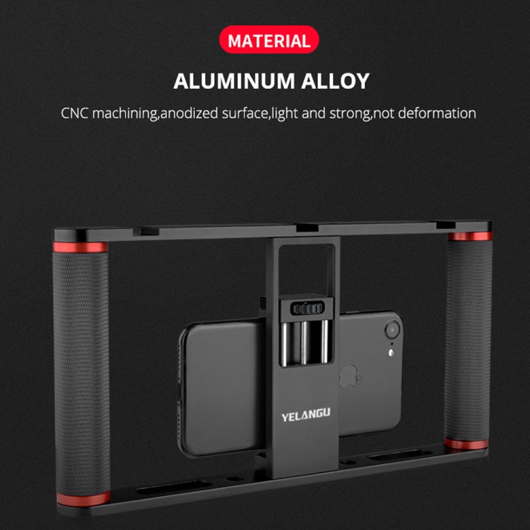 YELANGU PC05 YLG0909B Vlogging Transmisión en vivo Smartphone Jaula metálica Video Rig Filmación Grabación Mango Estabilizador Soporte para iPhone, Galaxy, Huawei, Xiaomi, HTC, LG, Google y otros teléfonos inteligentes, YLG0909B