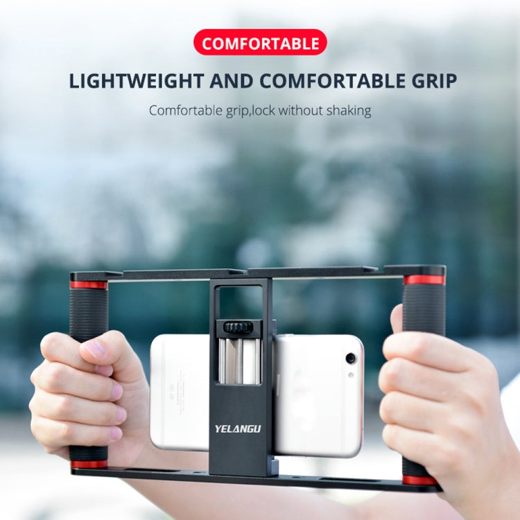 YELANGU PC05 YLG0909B Vlogging Transmisión en vivo Smartphone Jaula metálica Video Rig Filmación Grabación Mango Estabilizador Soporte para iPhone, Galaxy, Huawei, Xiaomi, HTC, LG, Google y otros teléfonos inteligentes, YLG0909B