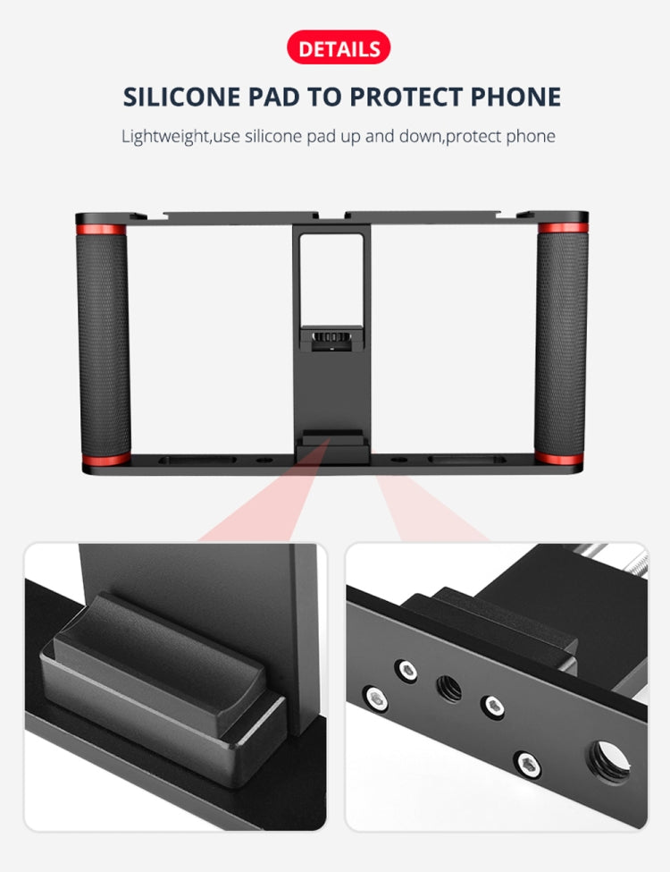 YELANGU PC05 YLG0909B Vlogging Transmisión en vivo Smartphone Jaula metálica Video Rig Filmación Grabación Mango Estabilizador Soporte para iPhone, Galaxy, Huawei, Xiaomi, HTC, LG, Google y otros teléfonos inteligentes, YLG0909B